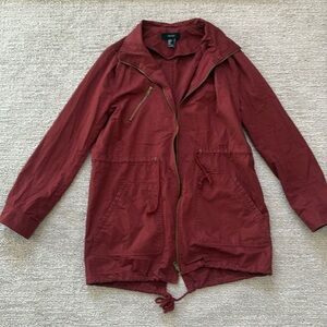 Woman’s burgundy long jacket